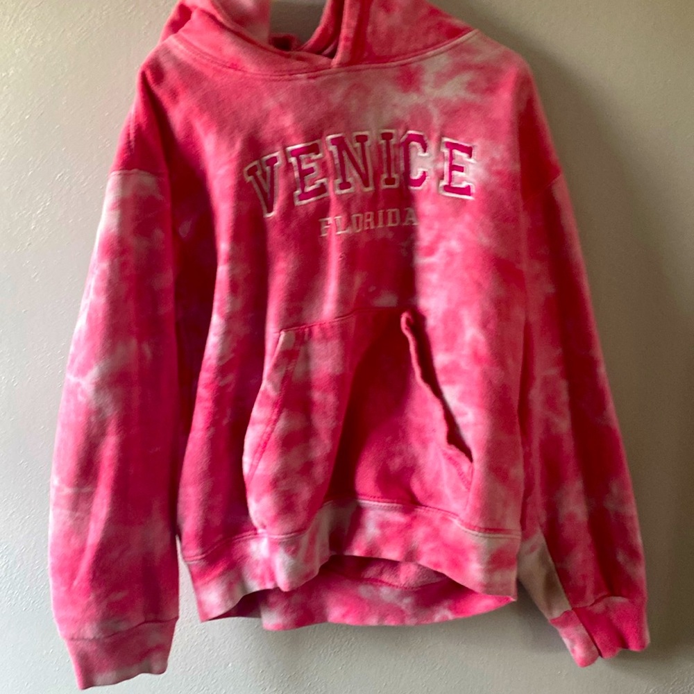 Tie dye pink and white Venice Florida sweatshirt